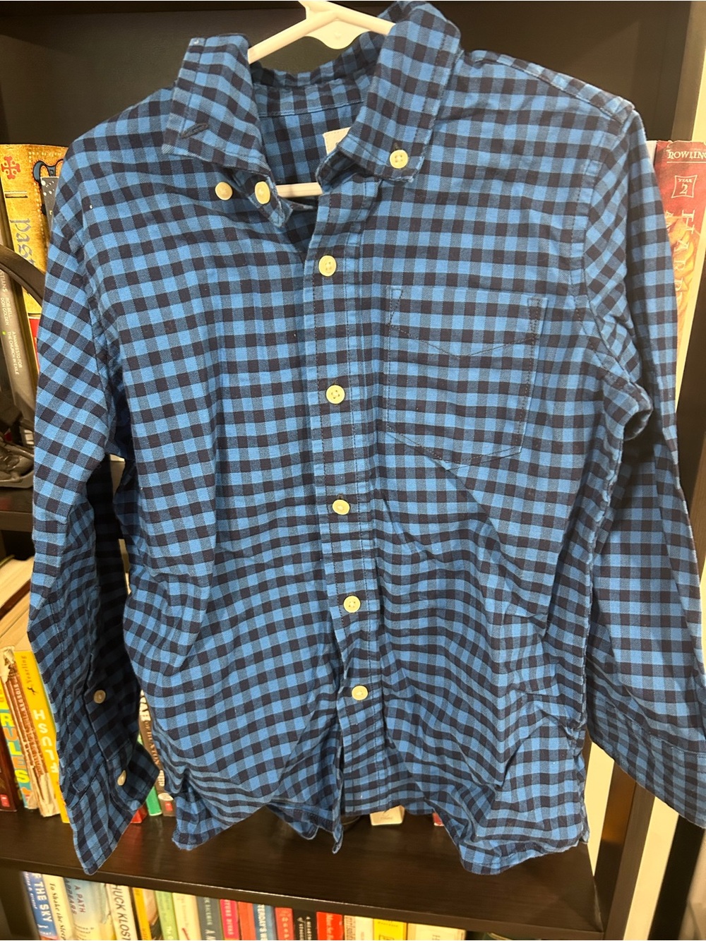 GAP Blue and Black Plaid Button-Down Shirt